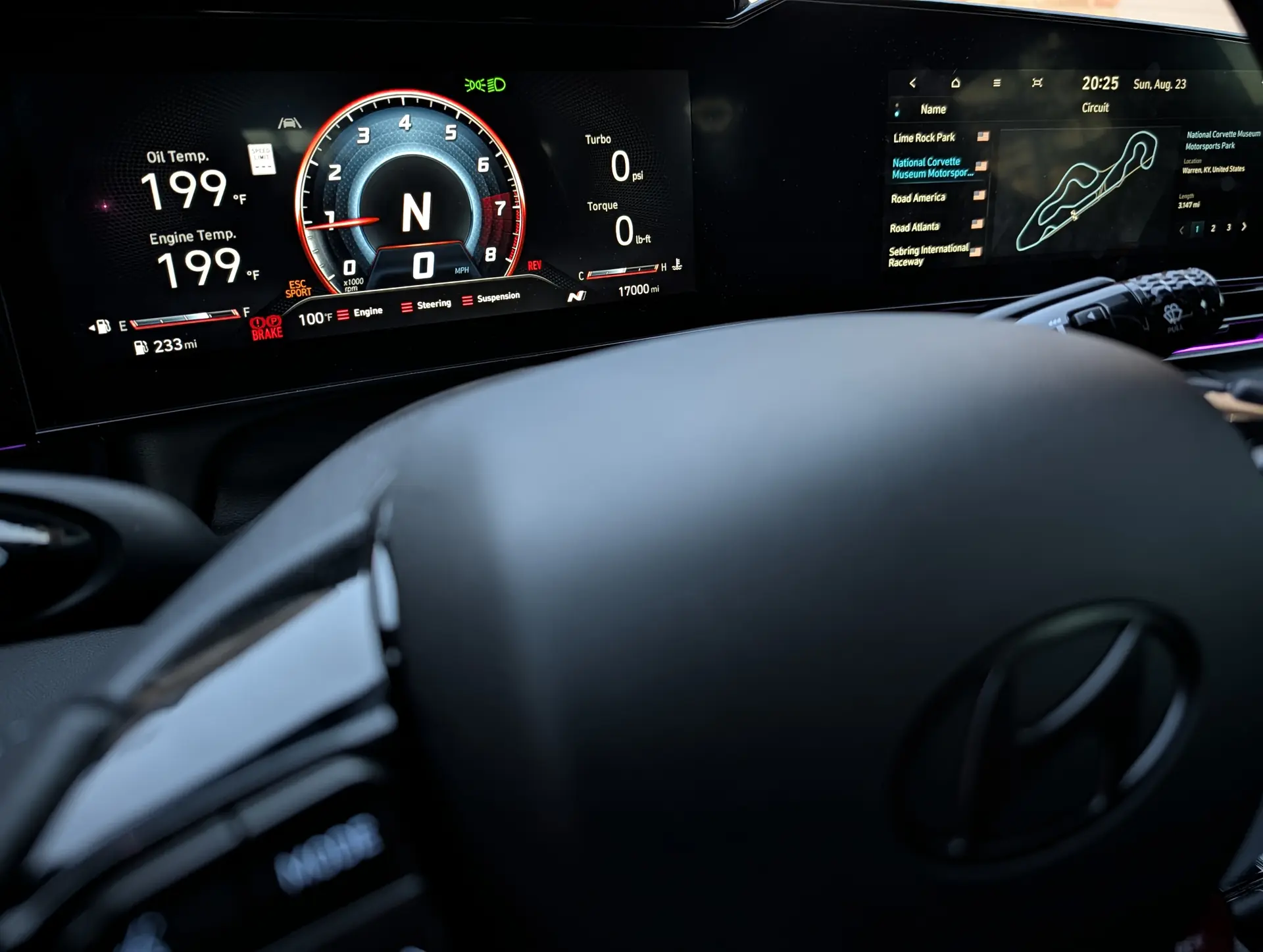 Elantra N cockpit and digital drive-mode display